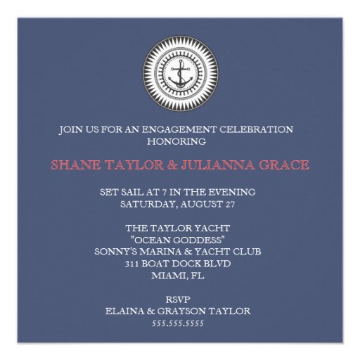 Gray Chevron Anchor Nautical Invitation