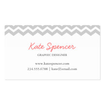Gray Chevron and Polka Dot Business Card Templates