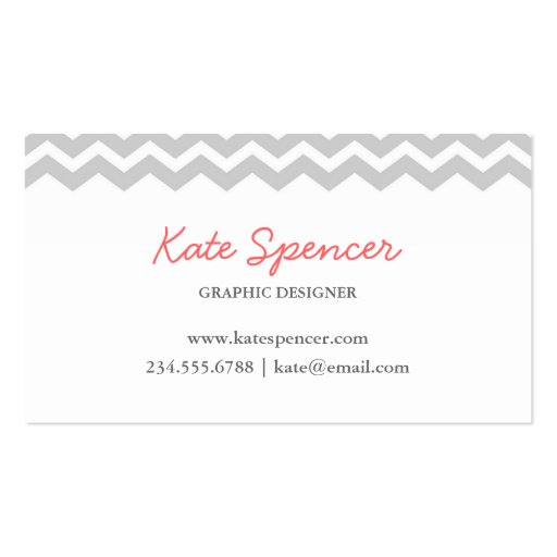Gray Chevron and Polka Dot Business Card Templates (front side)