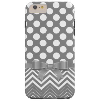 Gray Chevron And Polka Dot On A Gray Background Tough iPhone 6 Plus Case