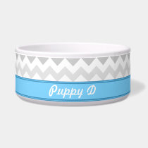 Gray Chevron Blue personalized Dog Bowl pet bowls