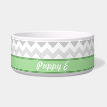 Gray Chevron Green personalized Dog Bowl pet bowls