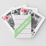 Gray Chevron Green personalized Playing Cards