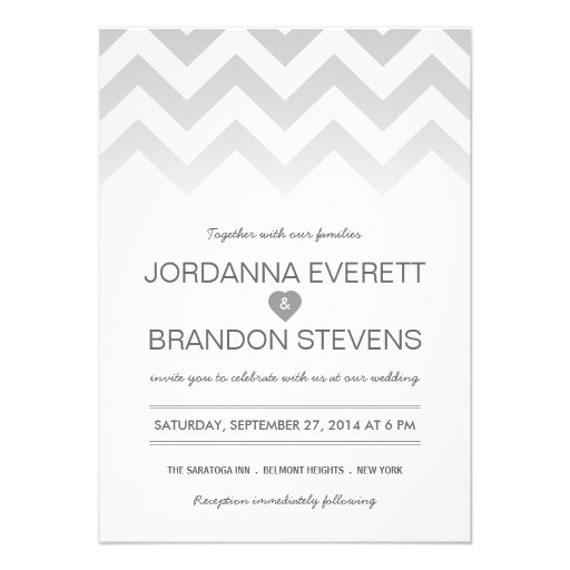 Gray Chevron Ombre Wedding Invitations