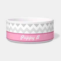 Gray Chevron Pink personalized Dog Bowl pet bowls