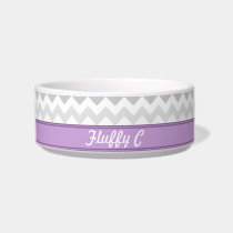 Gray Chevron Purple personalized Cat Bowl pet bowls