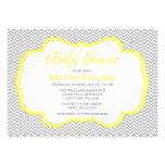 Gray Chevron Yellow Frame Baby Shower Invitations