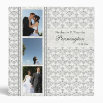 Gray chic damask personalized wedding photo binder
