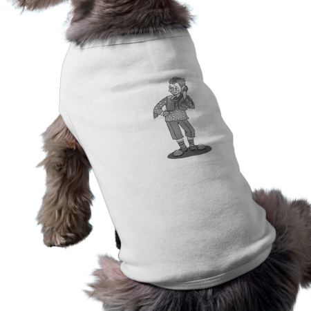 Gray clown on phone pet t-shirt