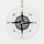 Gray Compass Rose Christmas Tree Ornament