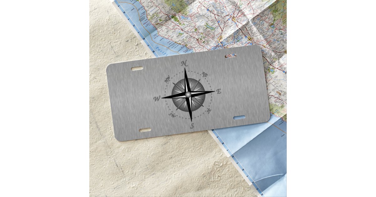 Gray Compass Rose License Plate Zazzle 2464