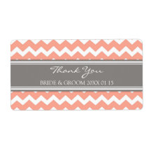 Gray Coral Chevron Wedding Labels
