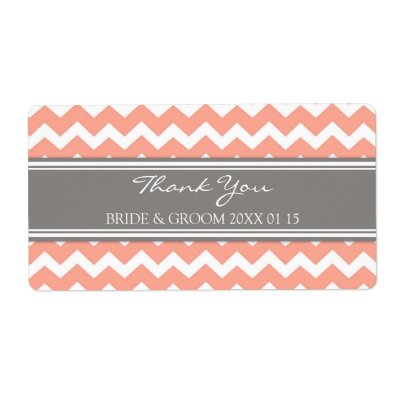 Gray Coral Chevron Wedding Labels
