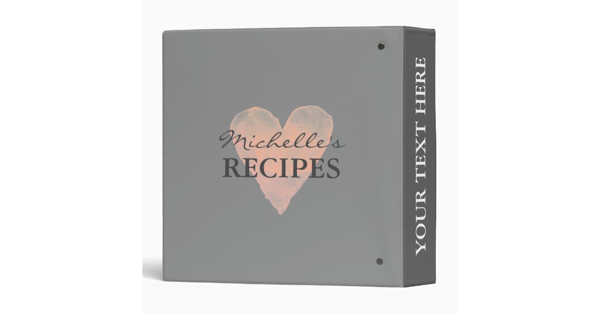 Gray coral watercolor kitchen recipe binder book Zazzle