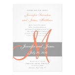 Gray Coral Wedding Invitation | Monogram Names