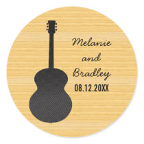 Gray Country Guitar Wedding Stickers