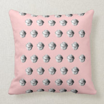 Gray cupcake pattern pillow