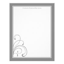 Gray Custom Stationery w/ Signature Heading Text Letterhead Template