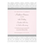 Gray Damask 90th Birthday Party Invitations