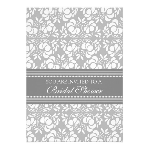 Gray Damask Bridal Shower Invitation Cards