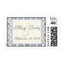 Gray Damask Bride-Groom Stamp