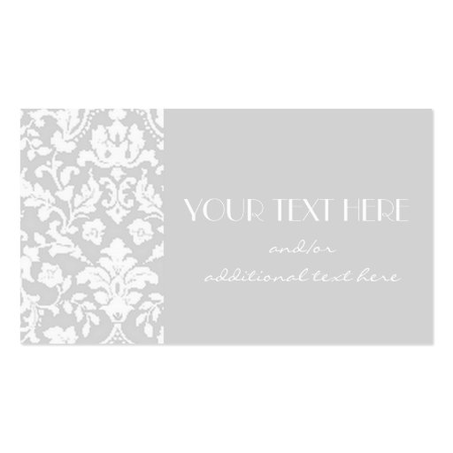 Gray Damask Business Card (front side)
