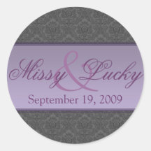 Gray Damask Couple Sticker/Seal
