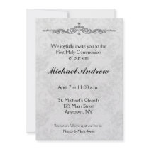 Gray Damask Religious Invitation