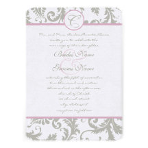 Gray Damask Sweet Lilac Wedding Invitations