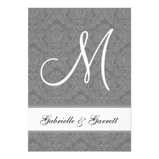 Gray Damask Wedding A452G Personalized Announcements