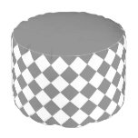 Gray Diamond Pattern Round Pouf