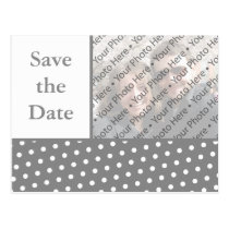 Gray Dots Wedding Save the Date Photo Postcard