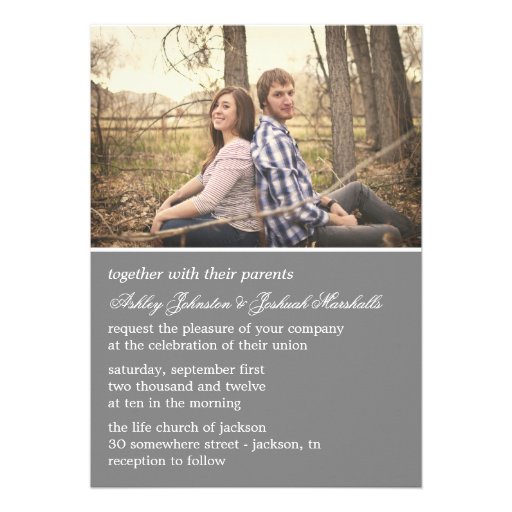 Gray Elegant Photo Wedding Invitations