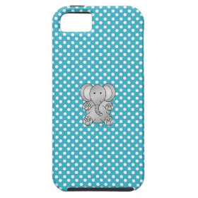 Gray elephant blue and white polka dots iPhone 5 cover