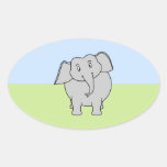 Gray Elephant Oval Sticker