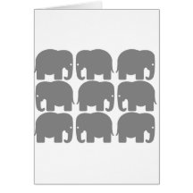 Gray Elephants Silhouette Card