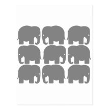 Gray Elephants Silhouette Postcard
