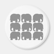 Gray Elephants Silhouette Refrigerator Magnets