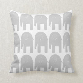 Gray Elephants Throw Pillows