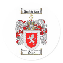 GRAY FAMILY CREST -  GRAY COAT OF ARMS stickers