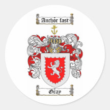 GRAY FAMILY CREST -  GRAY COAT OF ARMS STICKERS