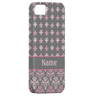 Gray Fleur de Lis Damask iPhone 5 Casemate Case