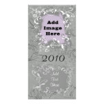 Gray Floral Custom Photo Cards