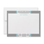 Gray Floral Ribbon Note Card