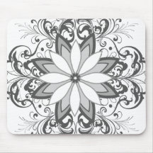 Gray Flower Design Mouse Pad