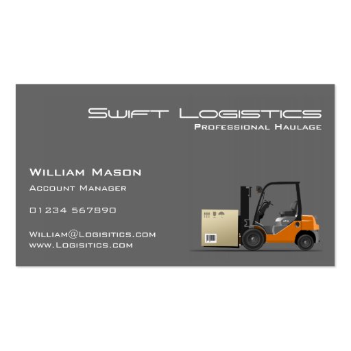 Gray Forklift Logisitcs Professional Business Card