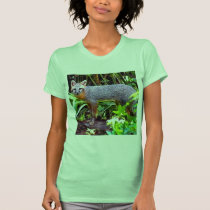 GRAY FOX ON TREE t-shirts