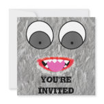 Gray Fuzz Monster Invitations
