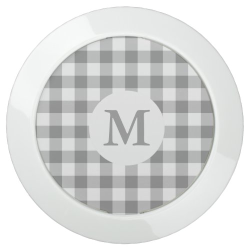 Gray Gingham Check Pattern Monogrammed USB Charging Station
