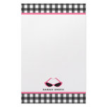 Gray Gingham & Retro Pink Sunglasses Stationery Design